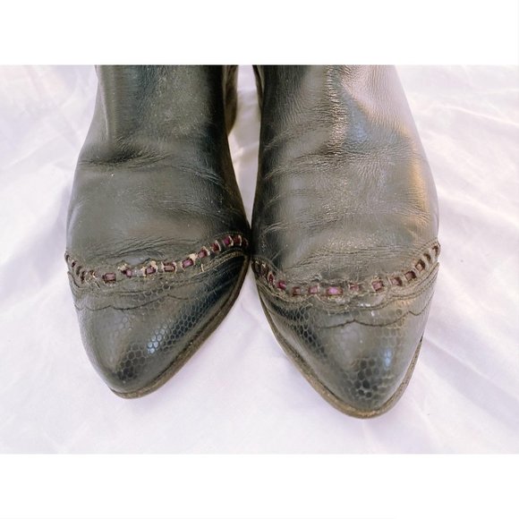 Tony Lama Black Heeled Boots - Picture 3 of 8